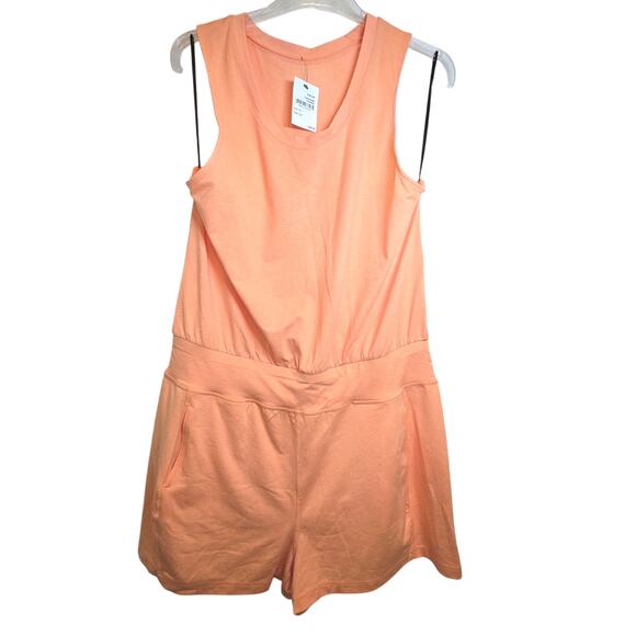 Sweaty Betty Gary Romper Sleeveless XL Tangerine Orange Knit Jersey Racer Back - Picture 2 of 12
